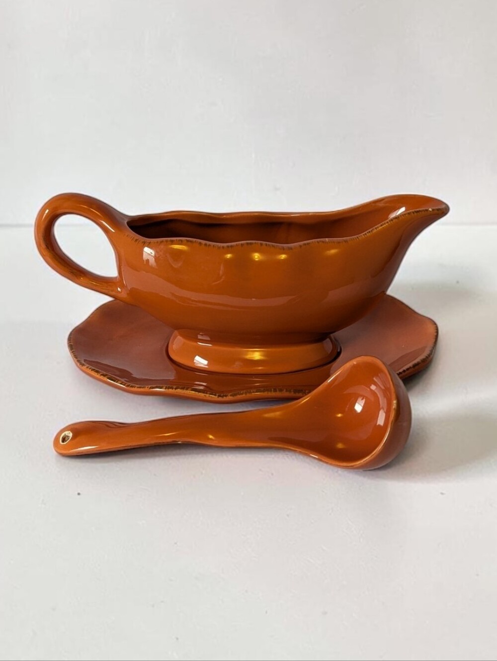 Better Homes & Gardens Heritage Collection Harvest Orange Gravy Boat 3-Piece Set
